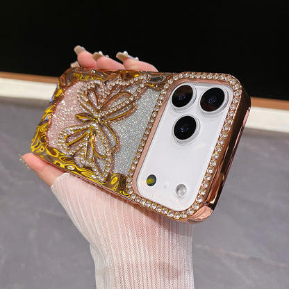 Electroplated glitter rhinestone butterfly Apple phone case
