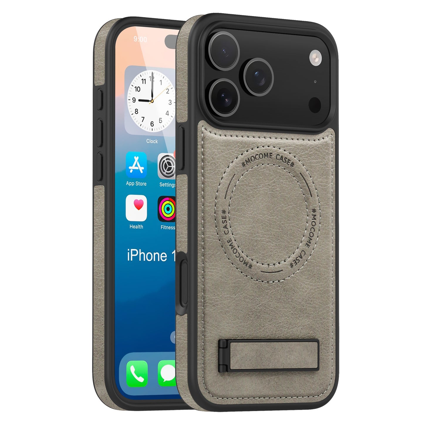 Leather magnetic stand crystal shield Apple phone case