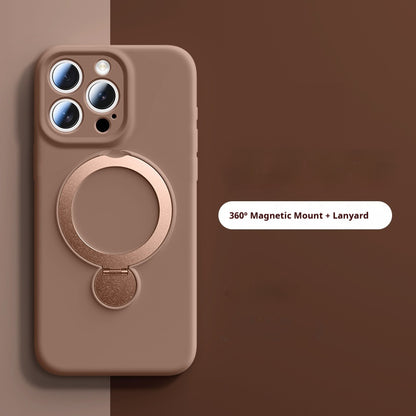 Liquid silicone pivot rotating stand magnetic Apple phone case