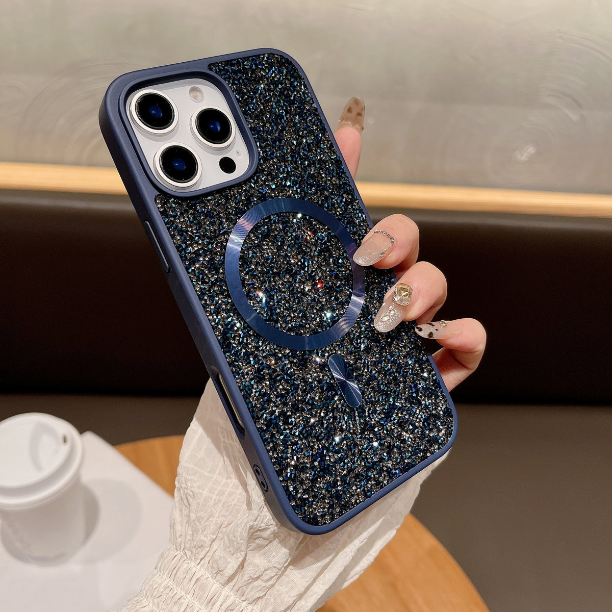 Luxury Glitter Rhinestone Magnetic Apple Phone Case