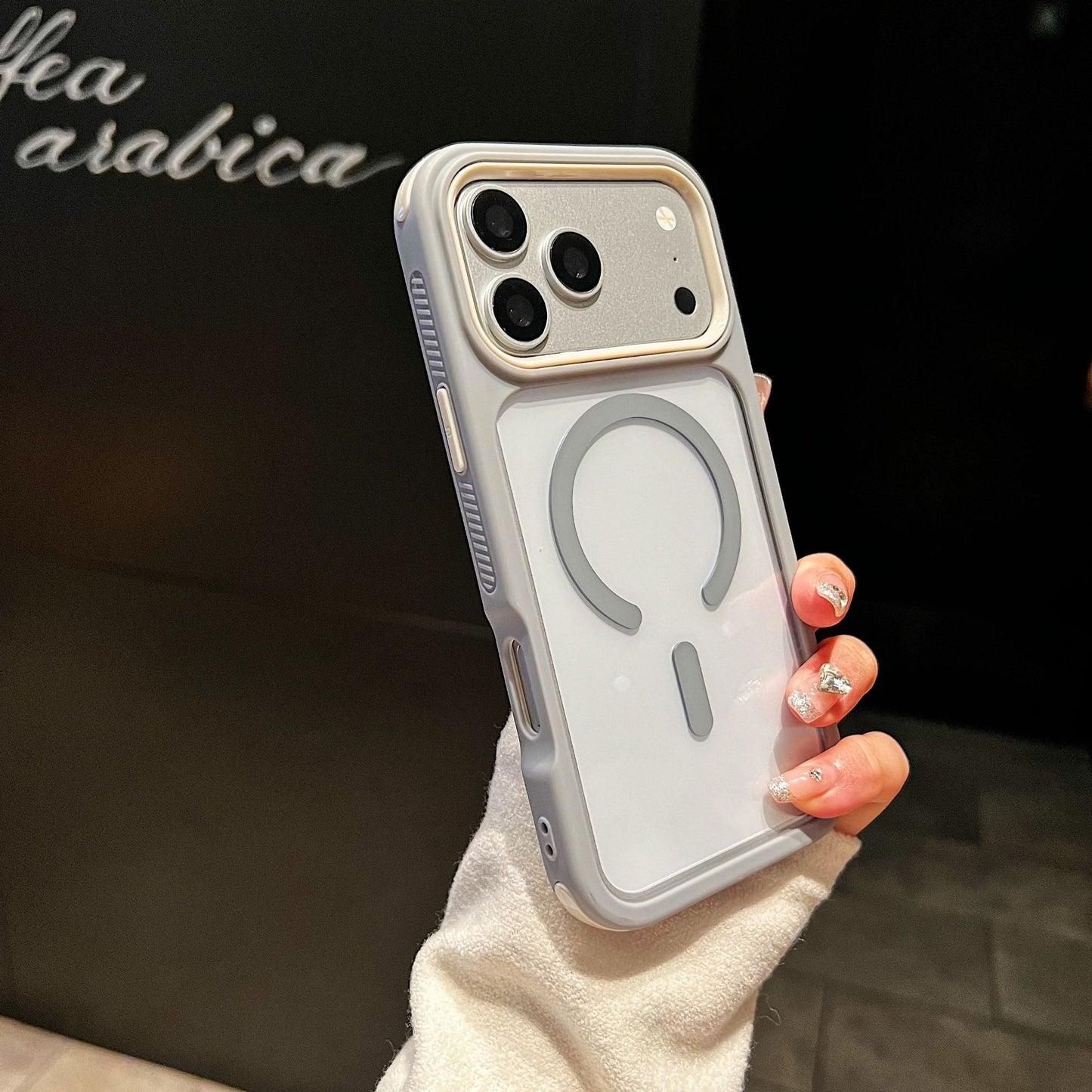 High-transparency magnetic color-blocking 3-in-1 Apple phone case