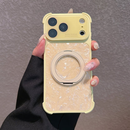 Shell-patterned rotating stand magnetic Apple phone case