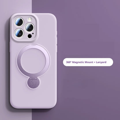 Liquid silicone pivot rotating stand magnetic Apple phone case