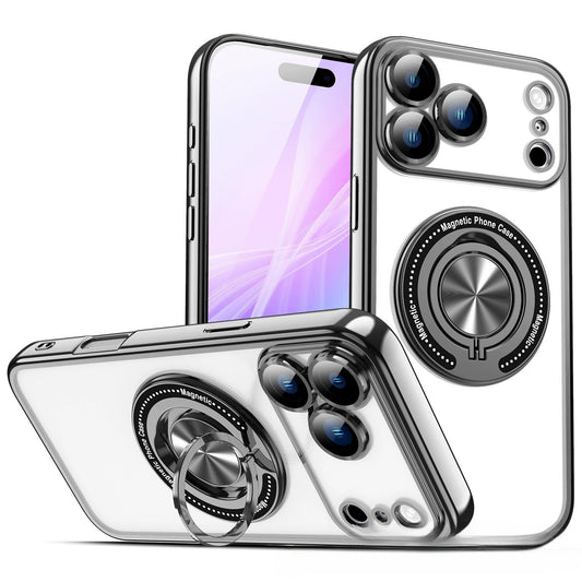 Electroplating magnetic rotating ring holder Apple phone case