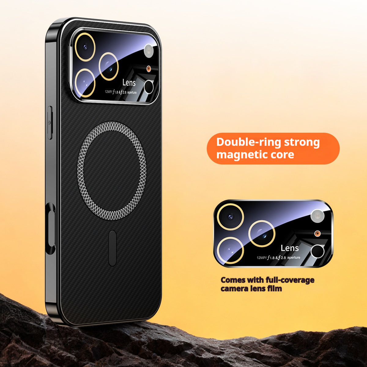 Electroplated soft-edge Kevlar textured magnetic Apple phone case