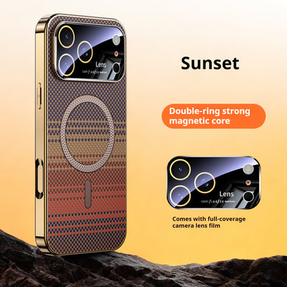 Electroplated soft-edge Kevlar textured magnetic Apple phone case