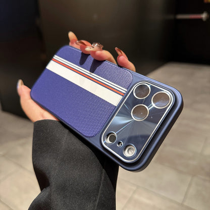 Textured Laser Lens Frame Apple Phone Case