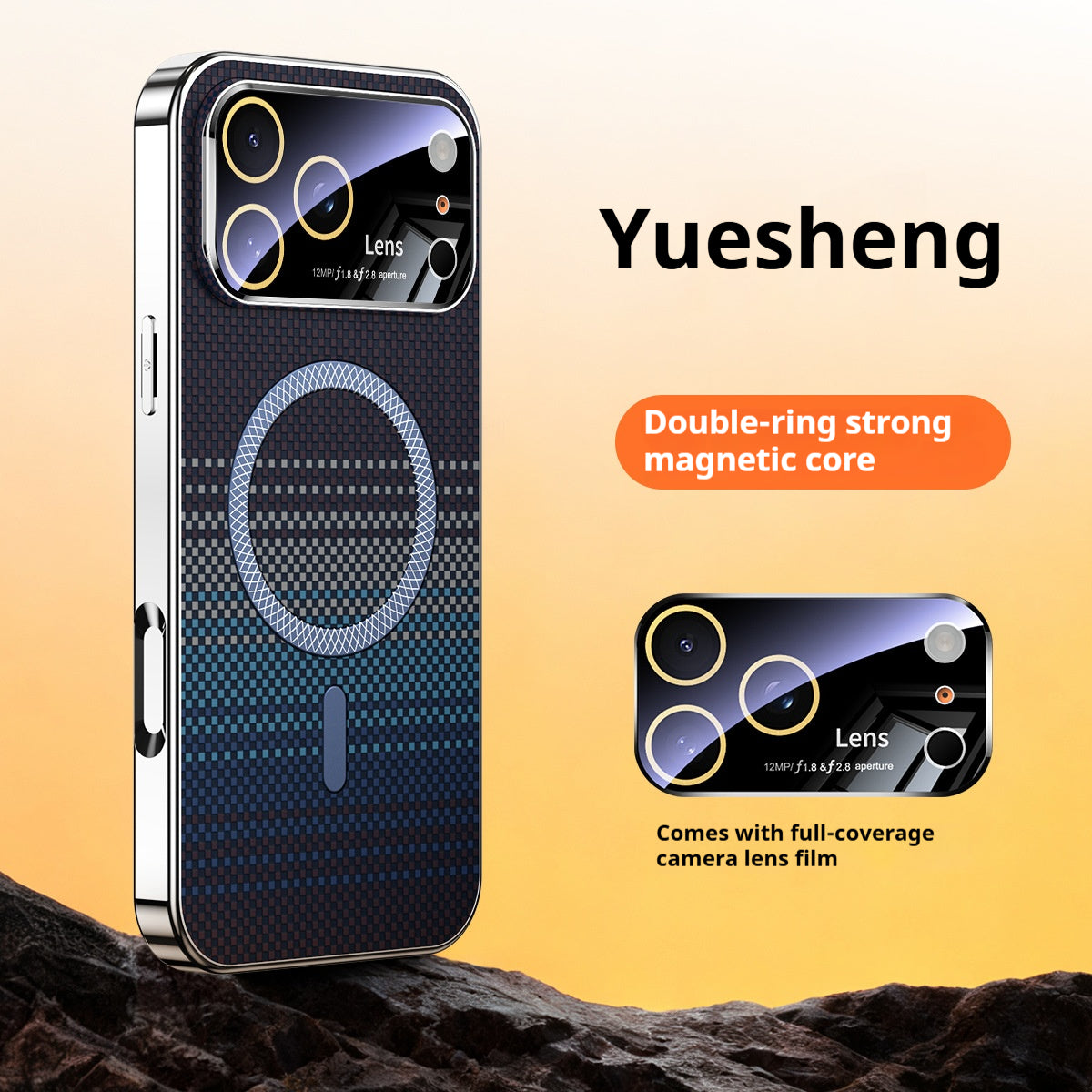 Electroplated soft-edge Kevlar textured magnetic Apple phone case