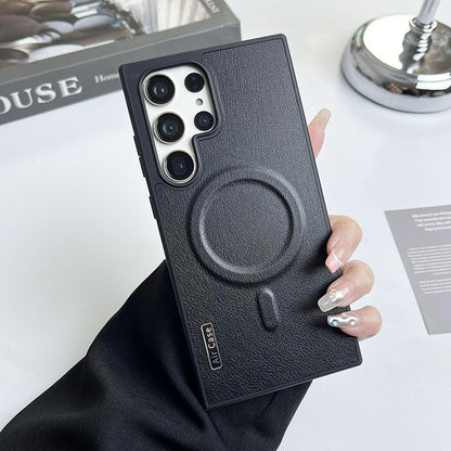 Pure color leather magnetic Samsung phone case