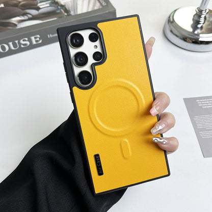 Pure color leather magnetic Samsung phone case