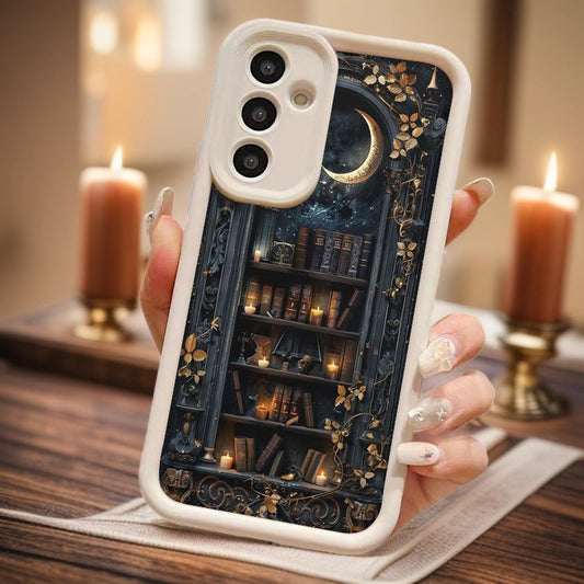 Retro Moon Bookshelf Samsung Phone Case